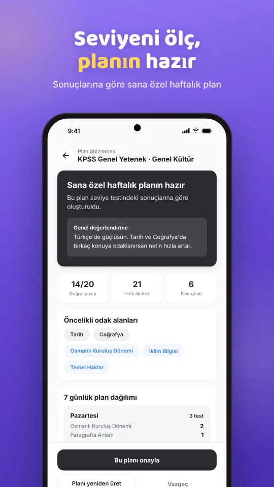 Testanbul kişisel çalışma planı ekranı