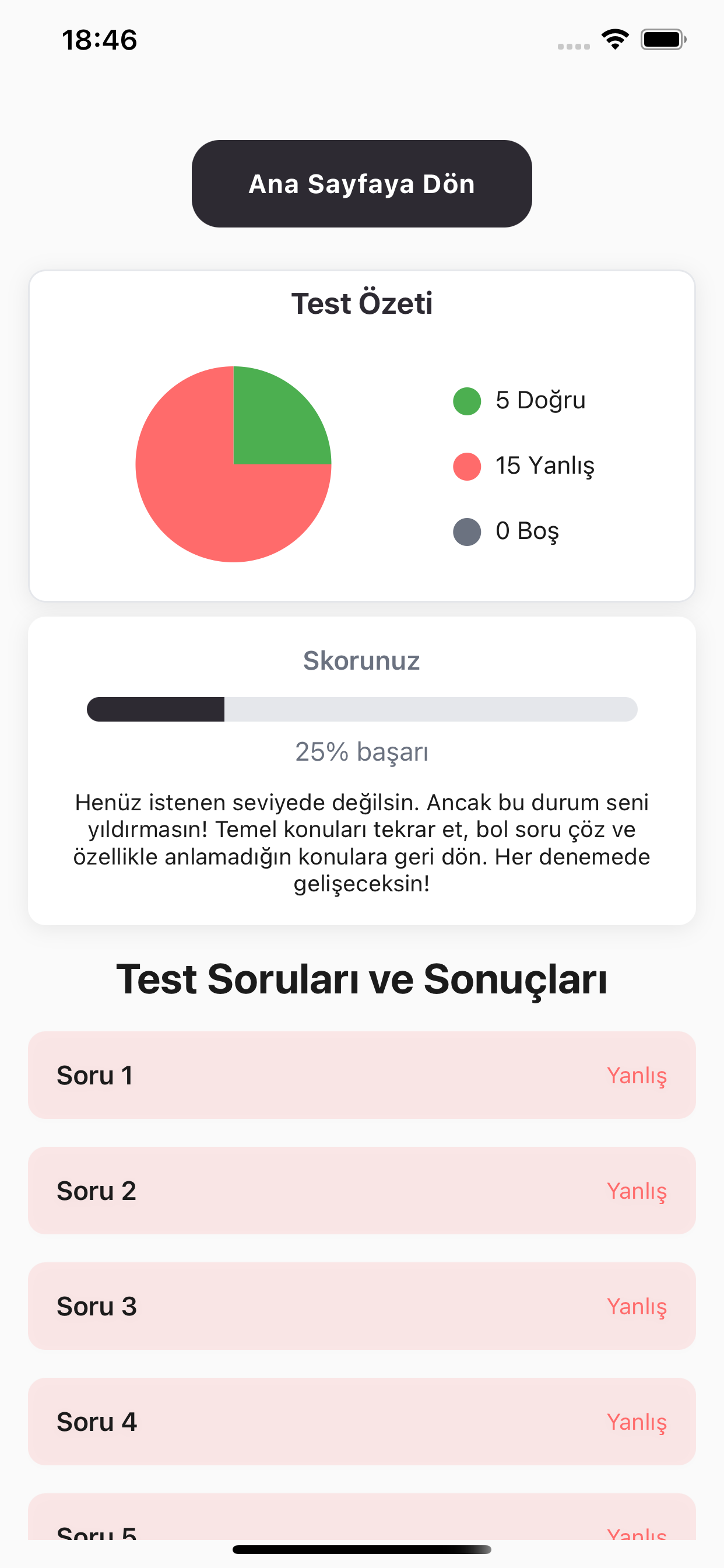 Sonuç Ekranı