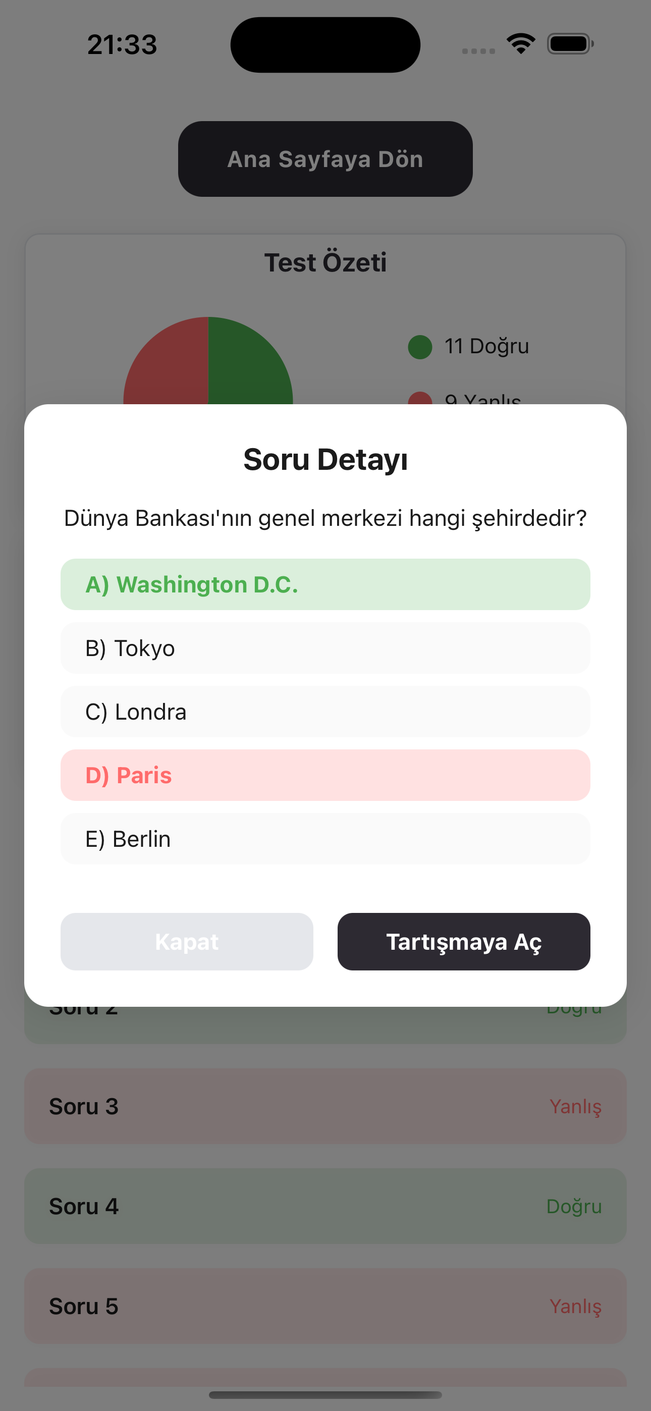 Sonuç Ekranı